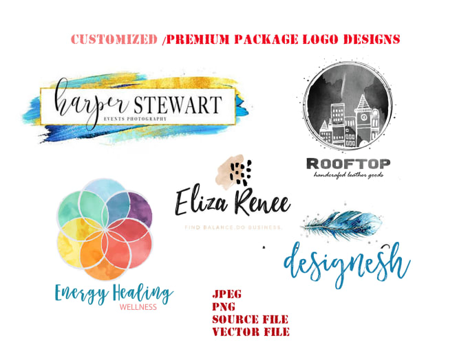 I will design fresh creative hand drawn watercolor logo