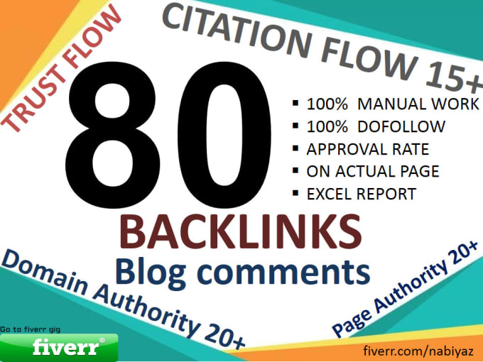 I will do 80 high tf,cf dofollow backlink blog comment with high da, pa