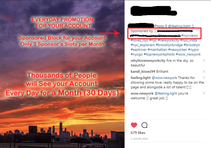 I will do daily promotion in my 70k new york instagram