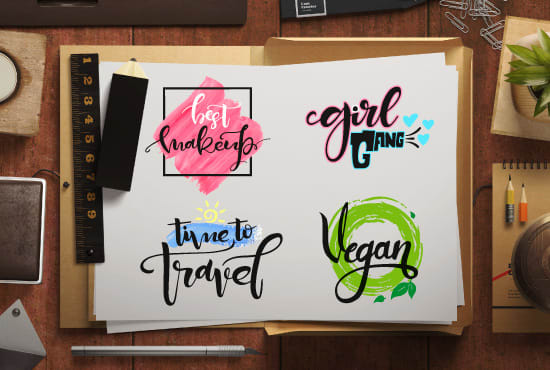 I will do logo in modern brush lettering handwritten  lettering