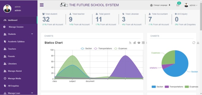 I will do web based school management software