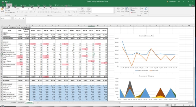 I will provide an income and expense tracking template in excel