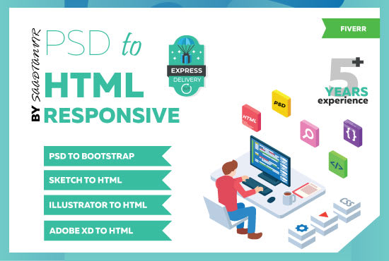 I will psd to html responsive or psd to bootstrap