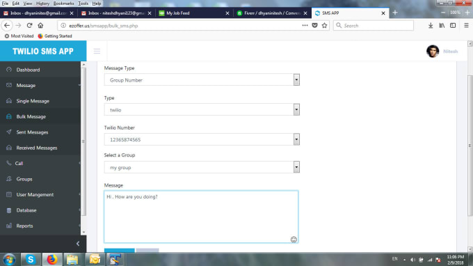 I will setup twilio,plivo api for bulk sms and  autoresponder