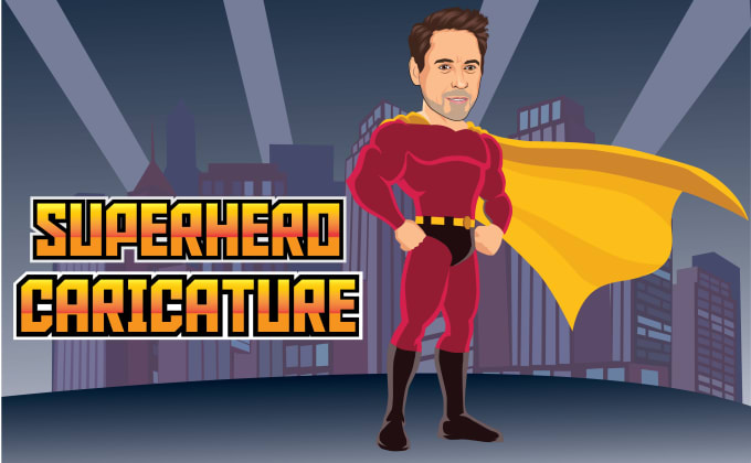 I will draw you as a super hero cartoon caricature