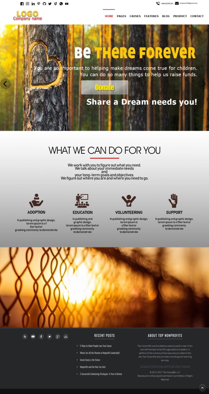 I will make a creative charity website for you