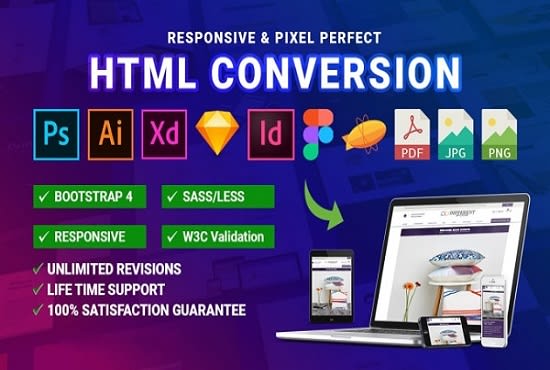 I will convert PSD to responsive html5, css, bootstrap