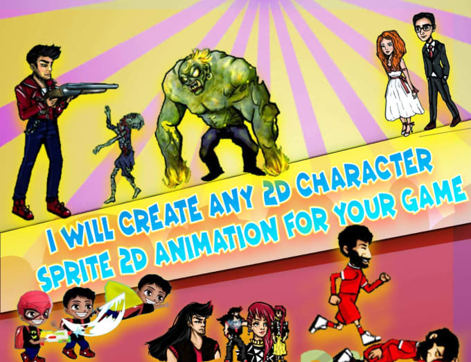 I will create any 2d character sprite 2d animation for your game