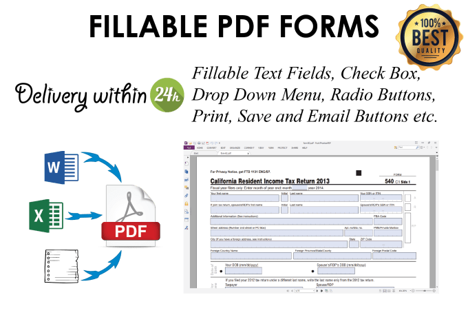I will create fillable PDF forms
