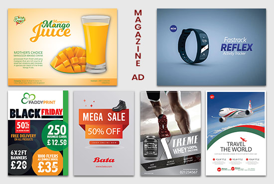 I will create professional magazine ad, banner and flyer for you
