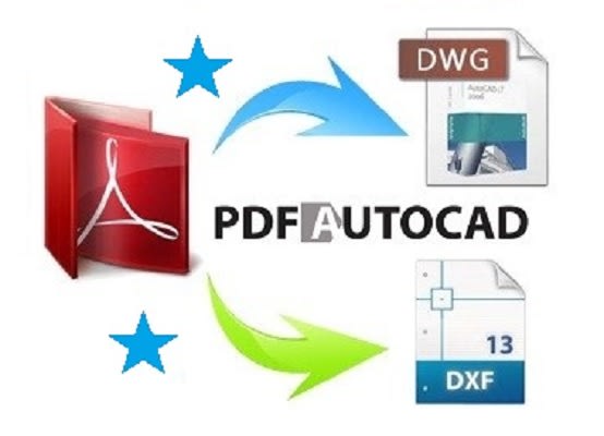 I will convert pdf, blueprint, sketch into autocad dwg, dxf, cad