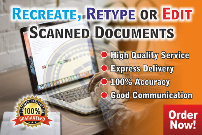 I will convert pdf to word, retype or recreate scanned PDF documents