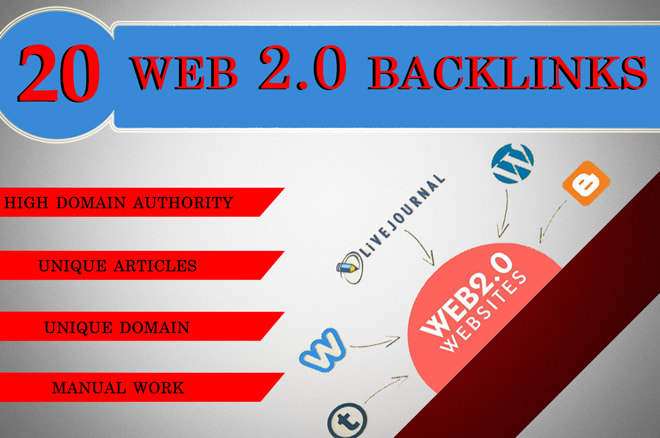 I will create 20 high quality web 2 0 backlinks