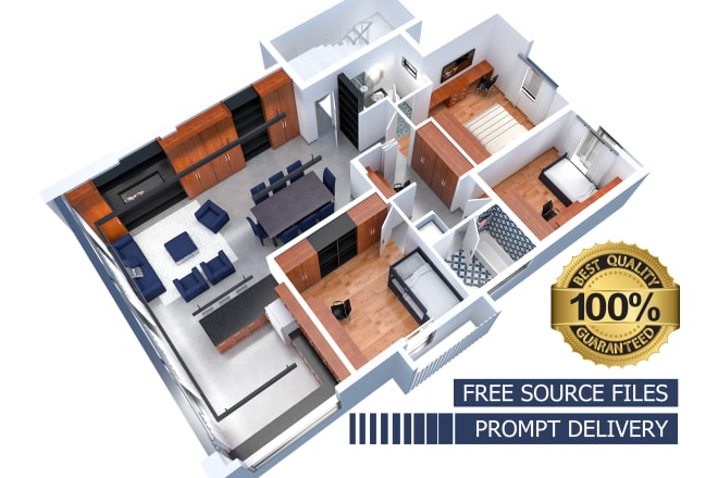I will create 3d floor plan and interior rendering by sketchup