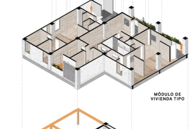 I will create axonometric exploded diagram for your architecture project