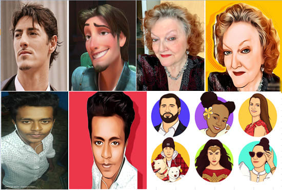 I will create cool cartoon caricature photo image video hand drawing headshot portrait