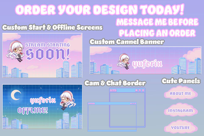 I will create cute customized twitch overlay