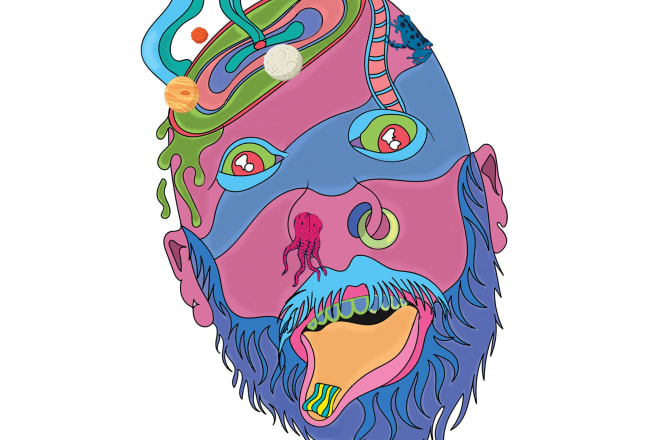 I will create trippy psychedelic illustrations,designs,artwork