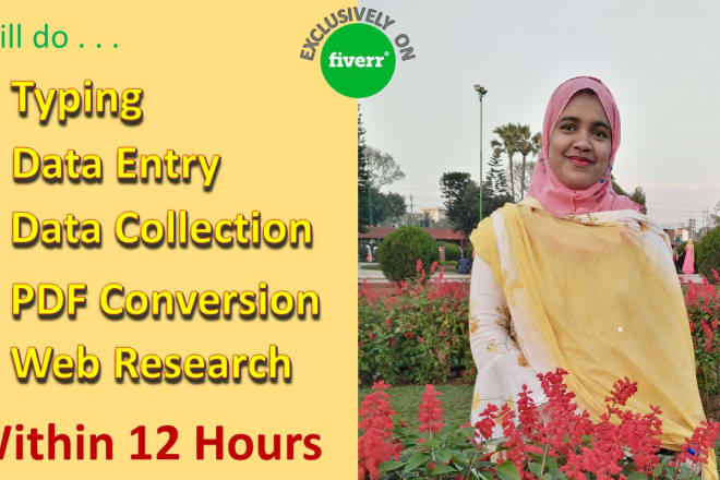 I will data entry, manual data entry typing work, convert PDF to word, data collection