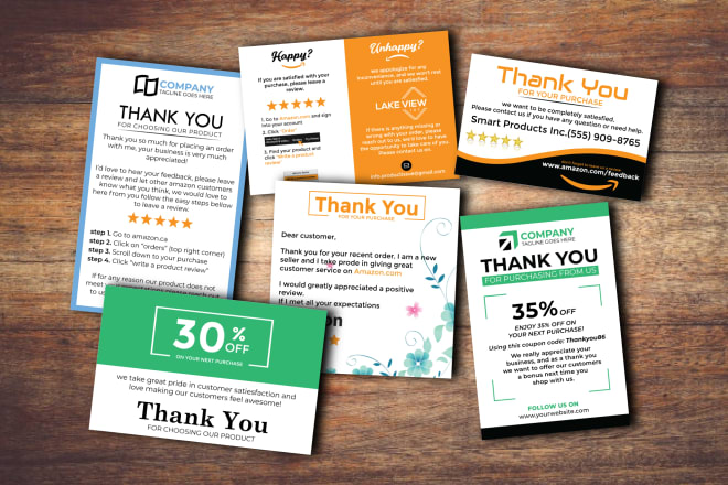 I will design amazon thank you card, product insert, package insert