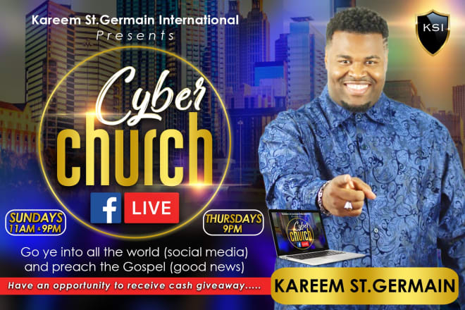 I will design an online, live stream church flyer, event flyer