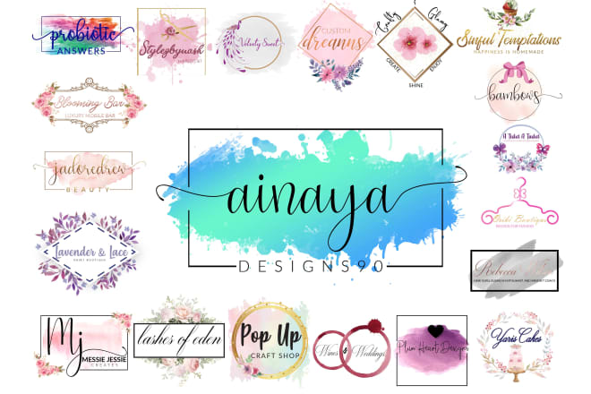 I will design beautiful feminine, signature watercolor logo