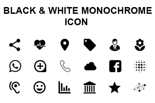 I will design black and white monochrome flat icon