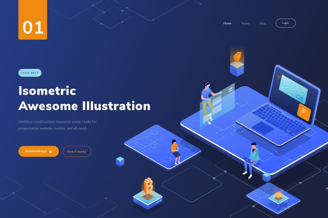 I will design cool 3d isometric illustration for UI design