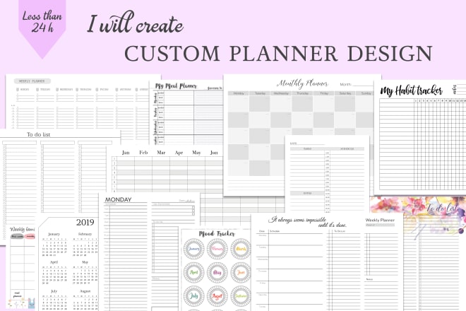 I will design custom planner, calendar, journal or habit tracker