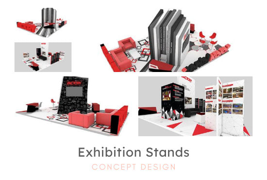 I will design expo stands, kiosks, posm