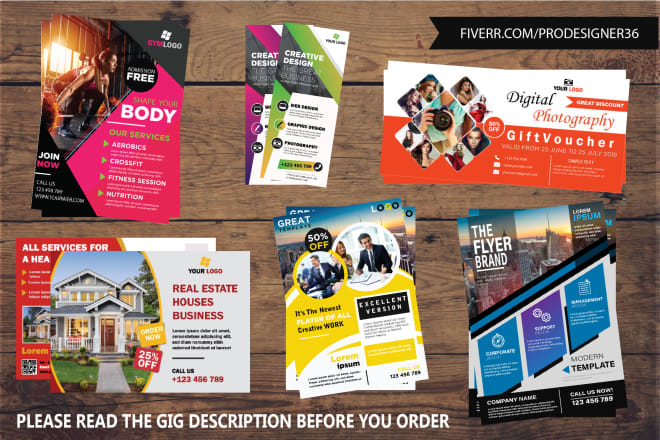 I will design flyer, brochure, postcard, voucher, rack card, rollup banner