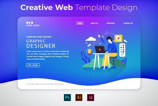 I will design photoshop psd web template or psd website design ui ux design mobile app