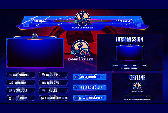 I will design profession twitch overlay template and stream pack