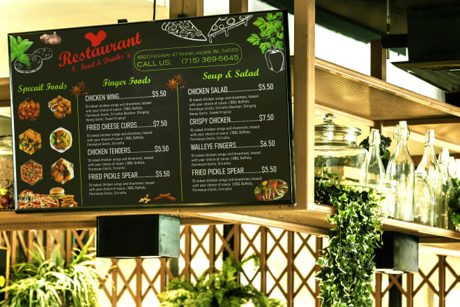 I will design restaurant tv menu, spa menu, gym menu, digital menu