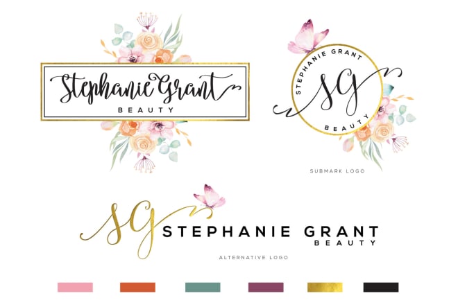 I will design watercolor logo brand kit floral custom