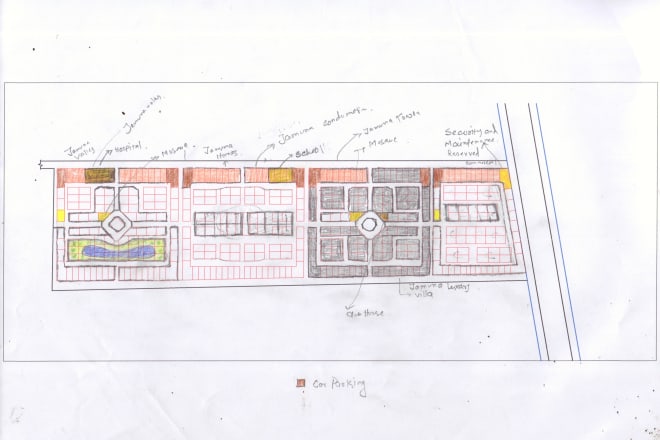 I will develop and design master plan or site plan or town plan