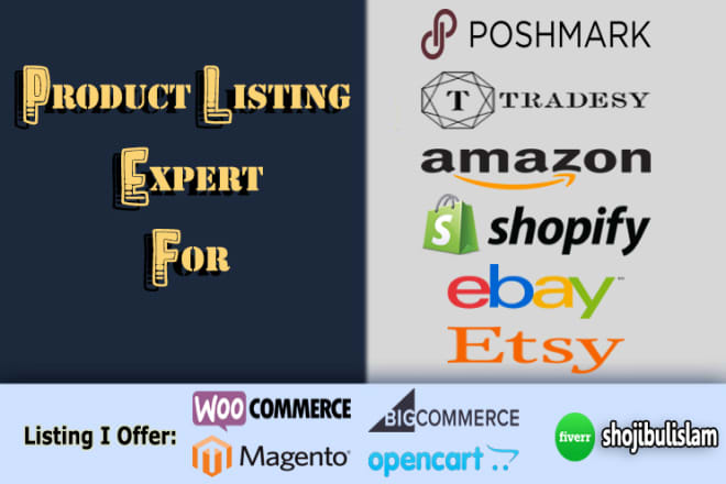 I will do amazon product listing, and ebay listing shopify listing