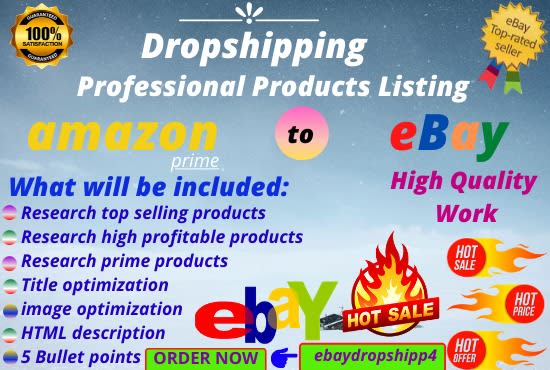 I will do amazon to ebay dropshipping listings
