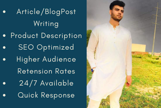 I will do content writing with my amazing team of pro article writers
