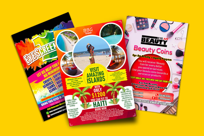 I will do flyer design, leaflet, handout, advert, pamphlet, fly poster, notice, cover