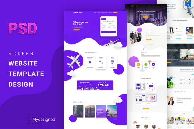 I will do photoshop web template psd website design