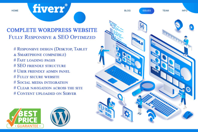 I will do responsive web design and build a complete website