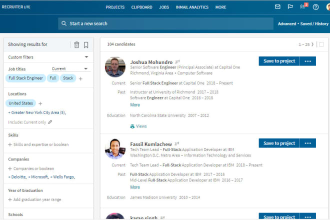 I will do sourcing, technical recruiting work using linkedin recruiter lite