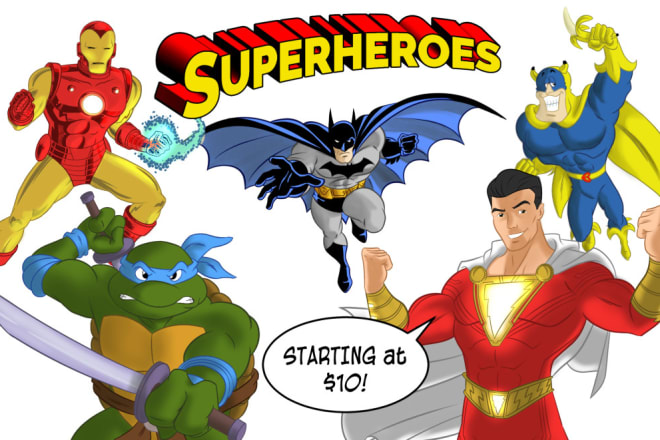 I will draw a superhero comic cartoon character