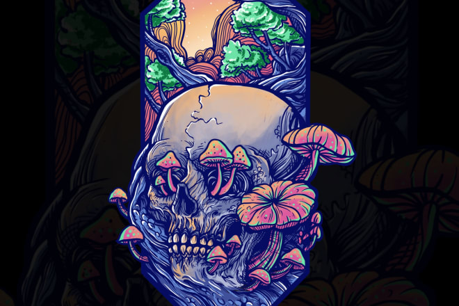 I will drawing the amazing dark art illustration of your idea