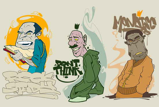 I will illustrate colorful characters in hip hop styles