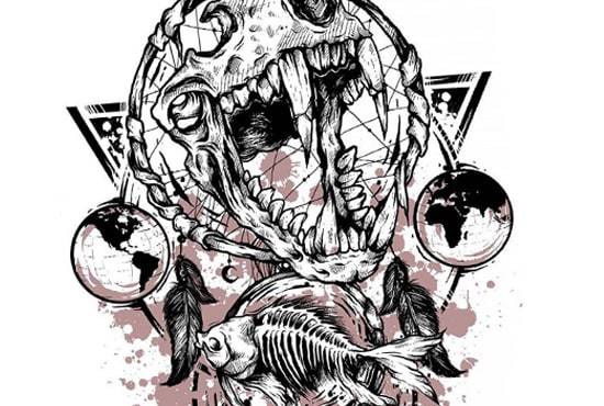 I will make illustrations skull with detailed inking for t shirt clothing