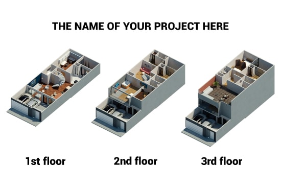 I will model an architectural isometric 3d
