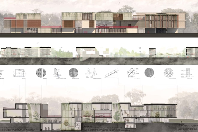 I will render your plan, section, elevation, site plan, master plan