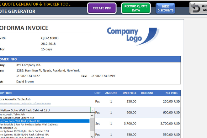 I will send you excel price quote, commercial invoice and purchase order templates